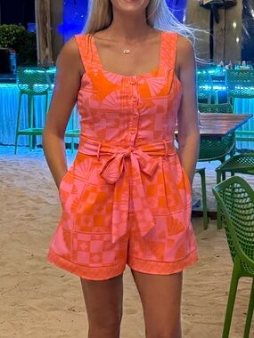 Sugarlips Pink & Orange Patterned Tie-Waist Romper